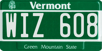 VT license plate WIZ608