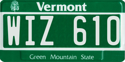 VT license plate WIZ610