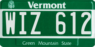 VT license plate WIZ612