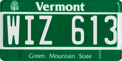 VT license plate WIZ613