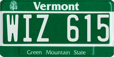 VT license plate WIZ615