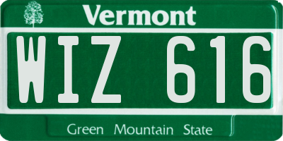 VT license plate WIZ616