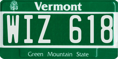 VT license plate WIZ618