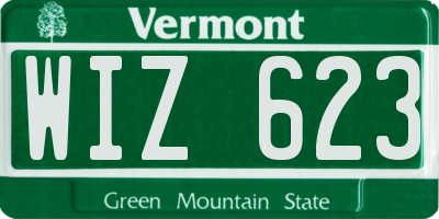 VT license plate WIZ623