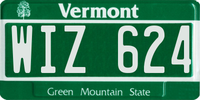 VT license plate WIZ624