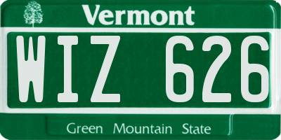 VT license plate WIZ626