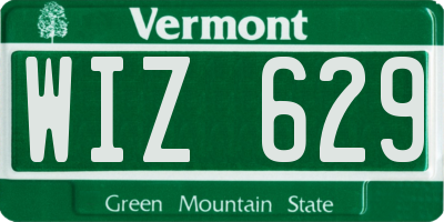 VT license plate WIZ629