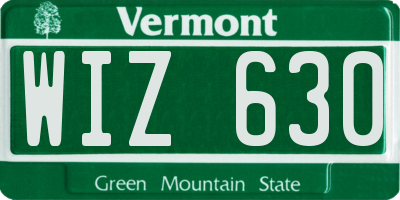 VT license plate WIZ630