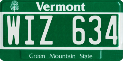 VT license plate WIZ634