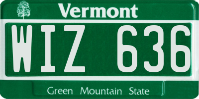 VT license plate WIZ636