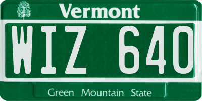 VT license plate WIZ640
