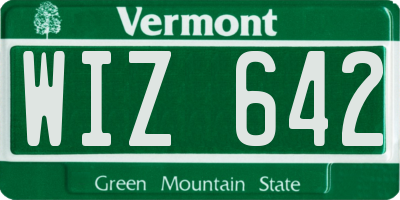 VT license plate WIZ642