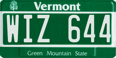 VT license plate WIZ644