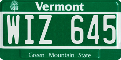 VT license plate WIZ645