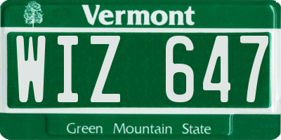 VT license plate WIZ647