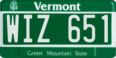 VT license plate WIZ651