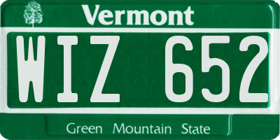 VT license plate WIZ652