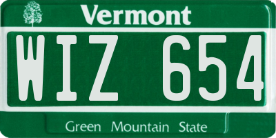 VT license plate WIZ654