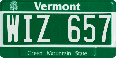 VT license plate WIZ657