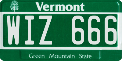 VT license plate WIZ666