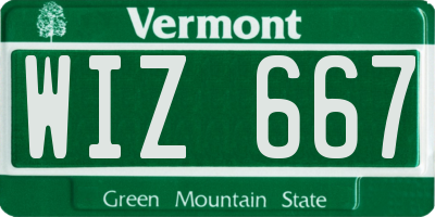 VT license plate WIZ667