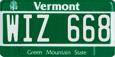 VT license plate WIZ668