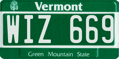 VT license plate WIZ669
