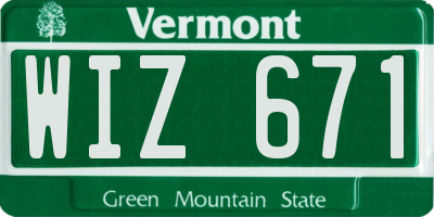 VT license plate WIZ671