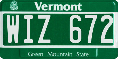 VT license plate WIZ672