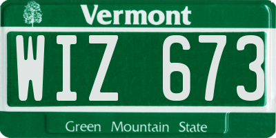 VT license plate WIZ673
