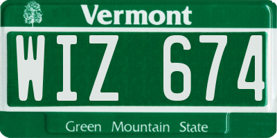 VT license plate WIZ674