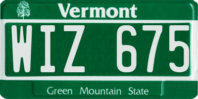 VT license plate WIZ675