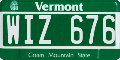 VT license plate WIZ676