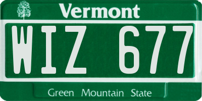 VT license plate WIZ677