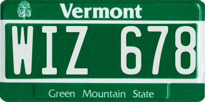 VT license plate WIZ678
