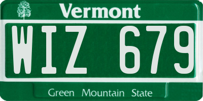 VT license plate WIZ679