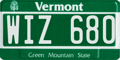 VT license plate WIZ680
