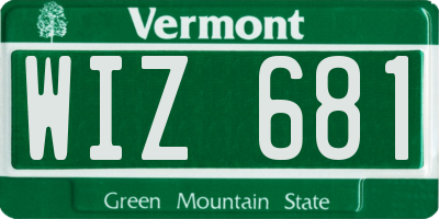VT license plate WIZ681
