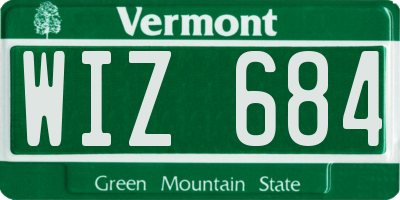 VT license plate WIZ684