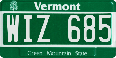 VT license plate WIZ685
