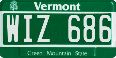 VT license plate WIZ686