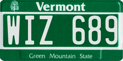VT license plate WIZ689