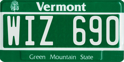 VT license plate WIZ690