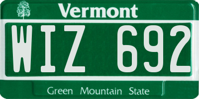 VT license plate WIZ692
