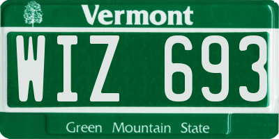 VT license plate WIZ693