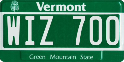 VT license plate WIZ700