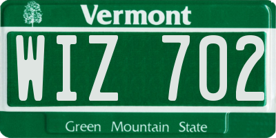 VT license plate WIZ702