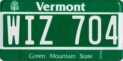 VT license plate WIZ704