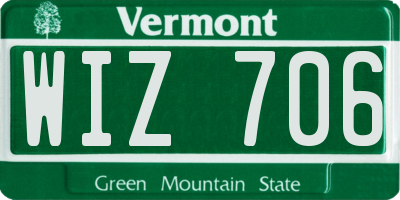 VT license plate WIZ706
