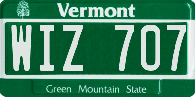 VT license plate WIZ707